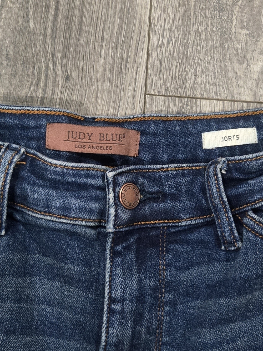 Judy Blue High Waist Jort Denim Shorts Womens Dark Wash Bermuda Stretch. #438 - Picture 4 of 6